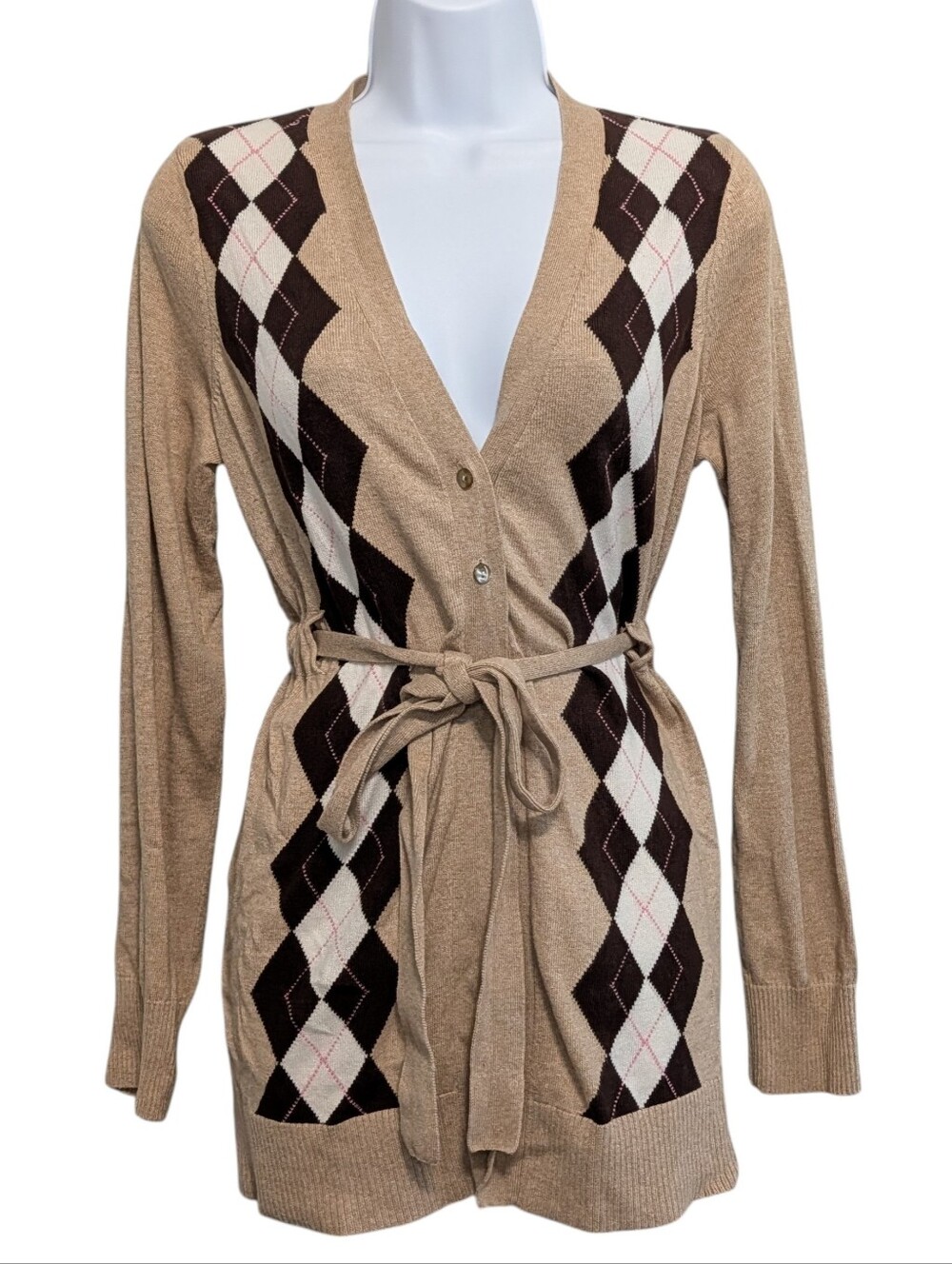 Old Navy Maternity Size Medium Argyle Cardigan Top Academia Blair Waldorf Preppy